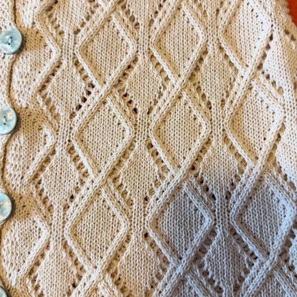 Ivory cream crochet openwork diamond knit sweater vest top made in Italy NWT - Picture 4 of 11